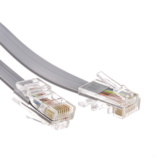 CableWholesale 7 feet Telephone Cord (Data), RJ45 Gold Plated Connectors, 8P / 8C, Silver Satin, 28AWG, Straight, RJ45 Phone Cable