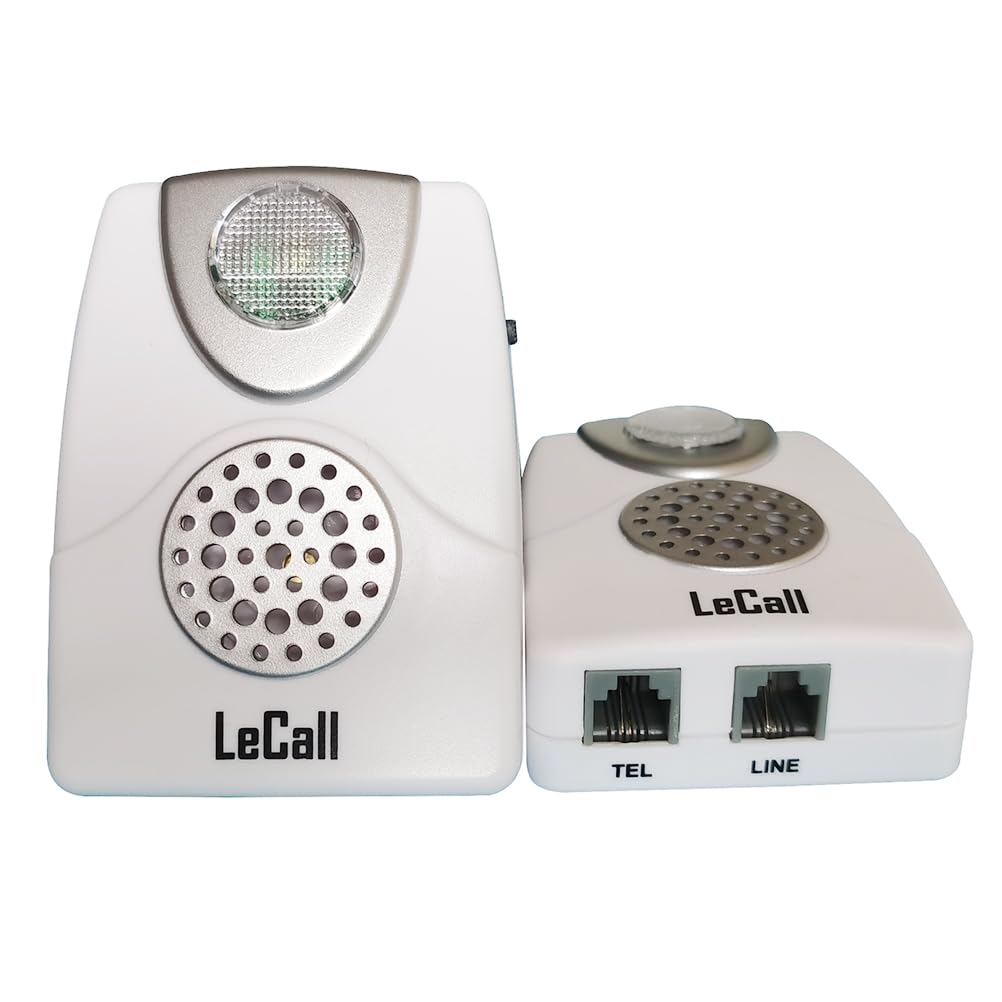 LeCall 2packs Telephone Ringer Amplifier/External Phone Ringer/Phone Ring Enhancer for Landlines, Loud Ringer with Flash Light, TA002