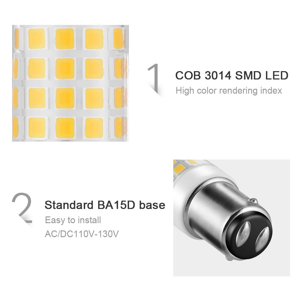 X-Molin Double Contact DC T7 Bulbs Warm White 3000K Replacement for Singer 15-66, 99, 201, 221, 222, 401 / Kenmore Sewing Machine Light Bulb 120V 7W