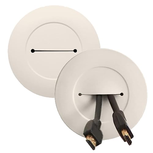 Legrand Wiremold CMK60 In Wall TV Low Voltage Grommet Kit, Cable Management Kit, Mounting Brackets, Fish Tape, and Hole Saw Included, Ivory (1 Pair)
