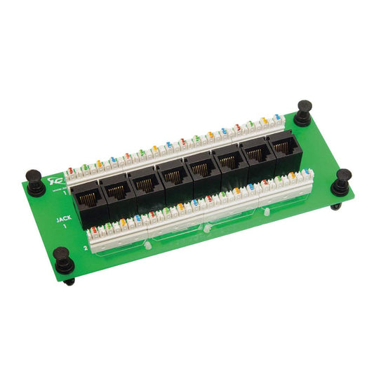 ICC CAT6 Ethernet Data Module, 8 Ports, UL Listed & PoE++ Rated, High-Performance Network Interface, Quick Push-Pin Mount, Fits 9", 14", and 28"
