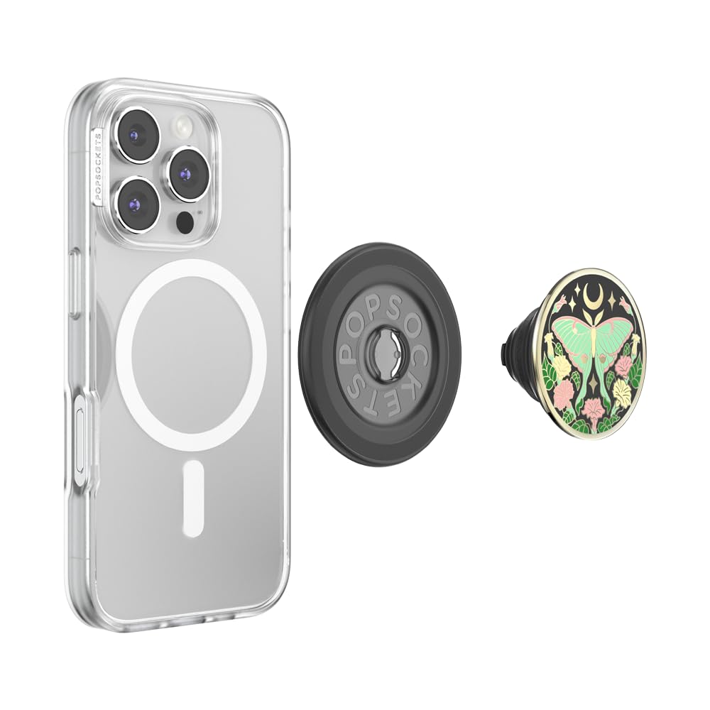 PopSockets Phone Grip for MagSafe with Kickstand, Magnetic Stand, Swappable Top, Secure Hold for iPhone MagSafe Cases, Phone & Tablet Grip - Enamel