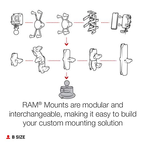 RAM MOUNTS Twist-Lock Suction Cup Base with B Size 1" Ball, Windshield & Dash Mount Base for RAM Device Holders RAP-B-224-1U