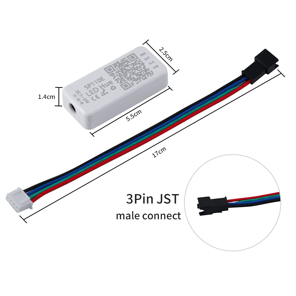 Ws2811 Controller, SP110e Addressable LED Bluetooth Ws2812b Controller 5V-24V, iOS/Android App Wireless Remote Control, Pixel Light Controller