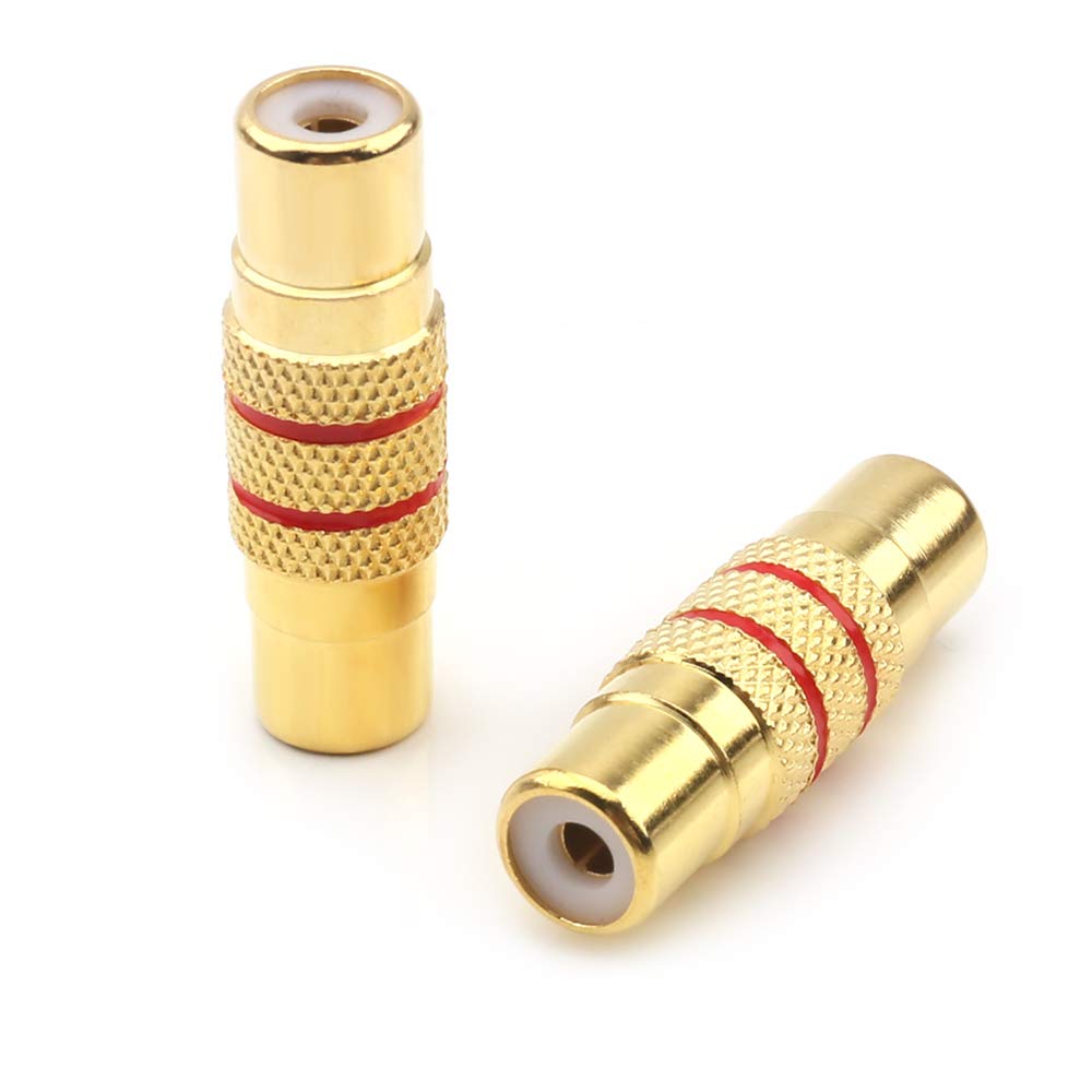 NANYI RCA Female to RCA Female Interconnect Coupler Adapter, with Gold Plated Housing for Mixer Amplifiers Cable link-2pack