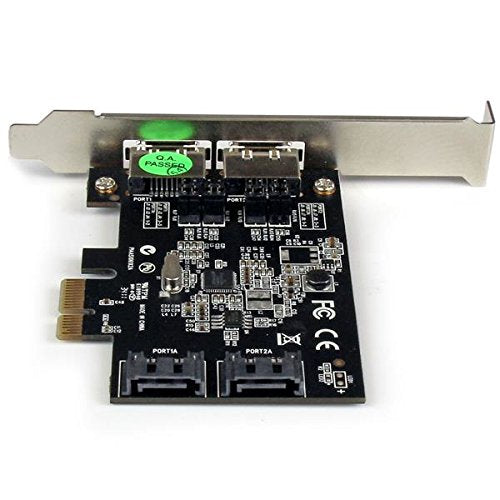 StarTech 2 Port PCI Express SATA 6 Gbps eSATA Controller Card - Dual Port PCIe x1 SATA III Adapter with Configurable Internal/External Connectivity