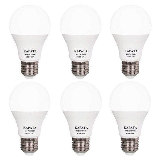 12V A19 LED Light Bulb Soft White 2700K 60 Watt Halogen Equivalent A19 Bulbs E26 Screw Base , for RV , Boat , Camping , Outdoor Solar Powered Lighting