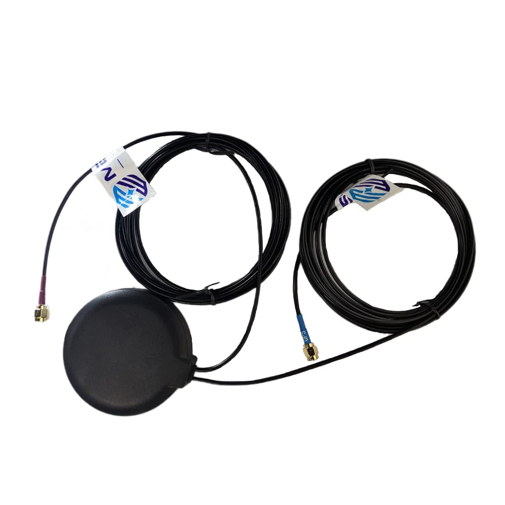 Maswell 2 Combo GPS and 4G LTE Combination Antenna 700-2700MHz Adhesive and Magnet Mount SMA Male Dual Antenna