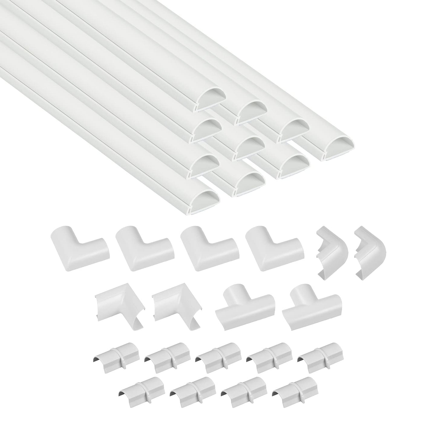 D-Line 157in Cord Cover Kit, Self-Adhesive Wire Hiders, Paintable Cable Raceway to Hide Wires on Wall, Electrical Cable Management - 10x 15.7 Lengths