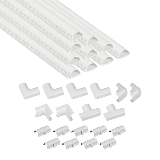 D-Line 157in Cord Cover Kit, Self-Adhesive Wire Hiders, Paintable Cable Raceway to Hide Wires on Wall, Electrical Cable Management - 10x 15.7 Lengths