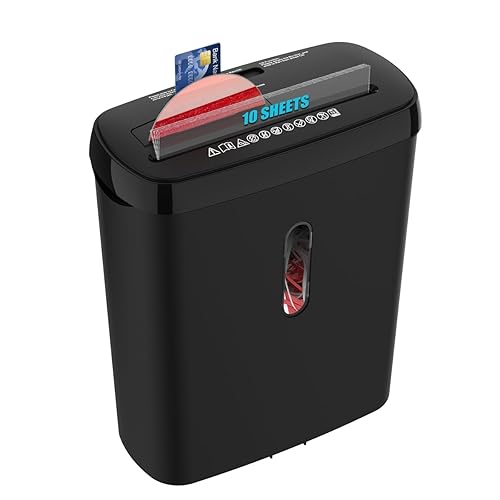 Home Office Paper Shredder,Woolsche 10-Sheet Strip Cut with 3.17-Gallon Basket,P-2 Security Level,CD & Credit Card Shredder,Durable & Fast - Jam Proof