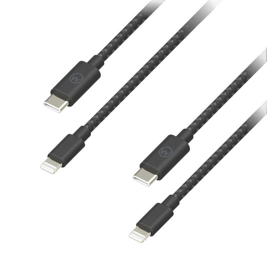 [2-Pack] Motorola 1.5m (4.9ft) Premium Braided Nylon USB-C to Lightning Data/Charging Cables for Fast Charging iPhone 12, 12 Pro, 11, 11 Pro, X, XR…