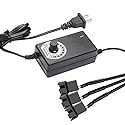 Delinx Triple 3-Pin and 4-Pin PC Fan Power Adapter, 12V Fan Speed Controller,100-240vAC to 3-12vDC Adjustable Power Supply