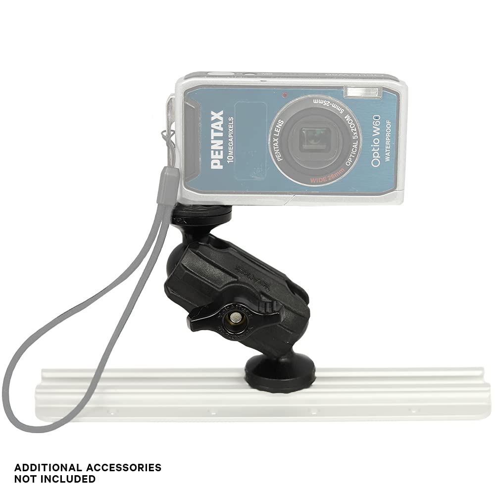YakAttack Articulating Camera Mount | 5.5" Tall with ScrewBall Base | Compatible with GoPro & 1/4-20 | Low-Profile Adjustable Track Mount for Kayaks |