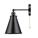 VinTopsh Industrial Farmhouse Wall Sconce with Pull Chain Switch, Metal Wall Sconce Light Fixture for Kitchen Sink Hallway Bedroom (Black)