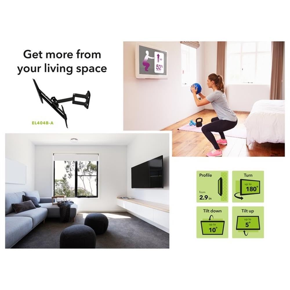 AVF Full Motion Long Extension TV Wall Mount for Most 25" to 55" in Black