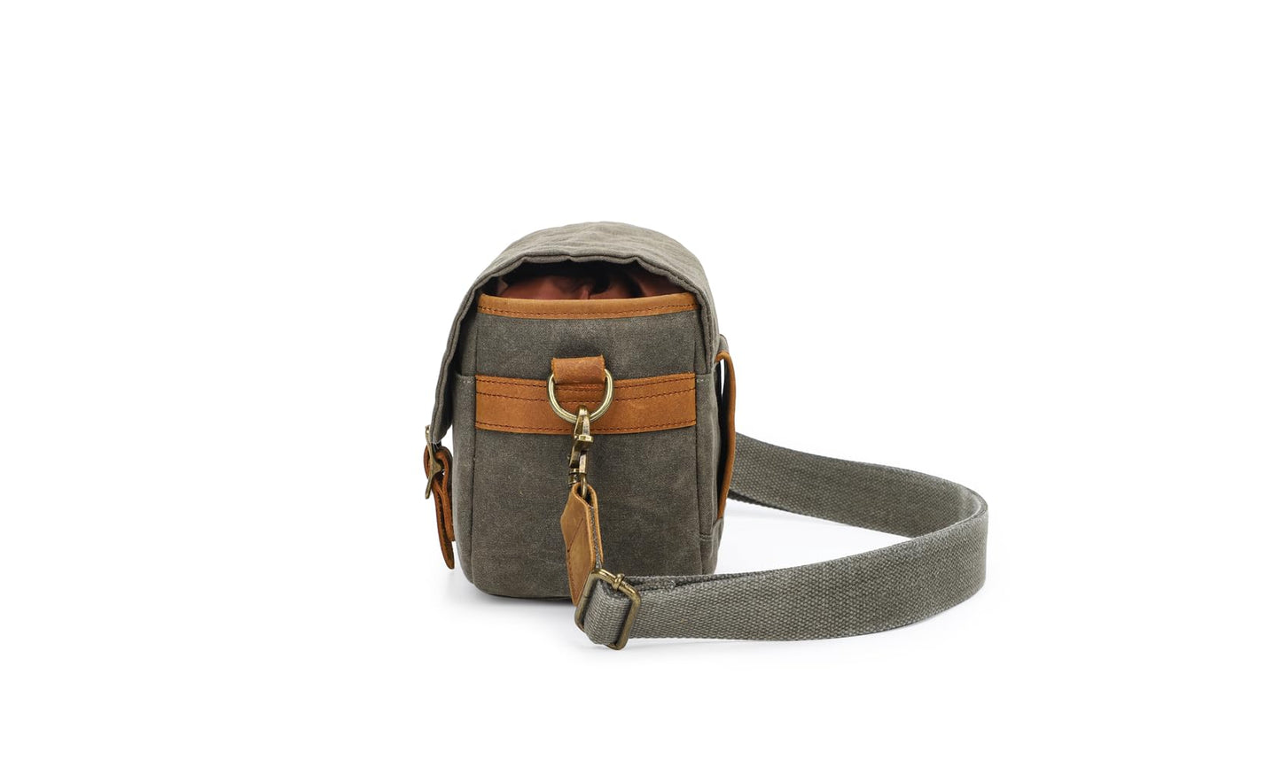 Vintage Canvas DSLR/SLR Camera Bag - Thick Protective Case for Camera and Lens - Water Resistant - Sling Shoulder Bag for Photography, Hiking