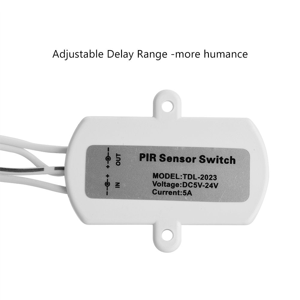 fosa LED PIR Motion Detectors Mini PIR Infrared Motion Sensor Detector Automatic DC 5-24V 4A LED Strip USB Interface (White)