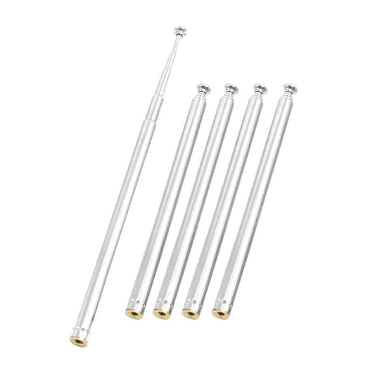Uxcell 5 Sections Telescopic Antenna, 12 Inches 310mm Long for AM FM Radio TV, 5 Pcs Communications for Home Theater, Silver Tone