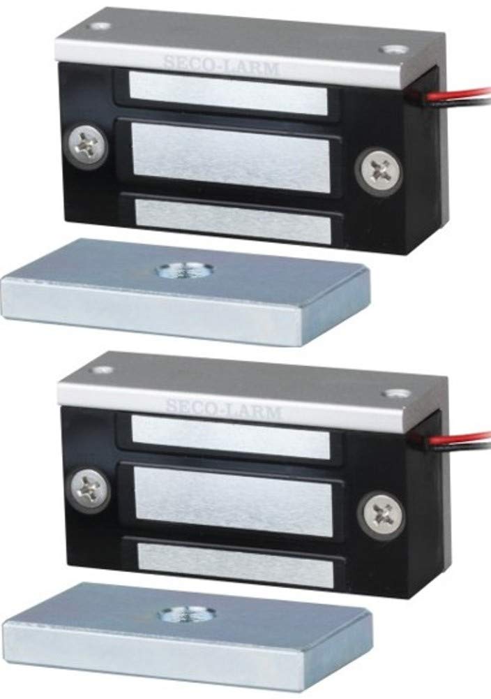 Seco-Larm E-941SA-80Q Single Door Mini Maglock (2 Pack), 80~110-lb (36~51kg) Holding Force, No Residual Magnetism, Detachable Mounting Bracket, MOV