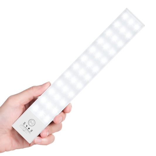 Reoshine Under Cabinet Lighting, 36 LED Motion Sensor Light Indoor Rechargeable, 1500mAh Closet Lights Battery Operated for Kitchen Cabinets, Shelves