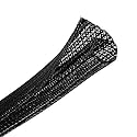 CrocSee 25ft - 1/2 inch Braided Cable Management Sleeve Cord Protector - Self-Wrapping Split Wire Loom for TV/Computer/Home Theater/Engine Bay - Black