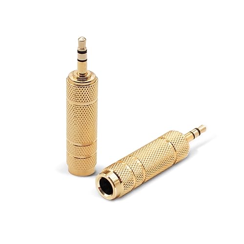 Nadadora 3.5mm Male to 6.35mm Female Stereo Headphone Adapter, 1/8 to 1/4 Audio Jack Converter for Headphones, Guitar Amp, Speaker, Mixer, 2 Pack