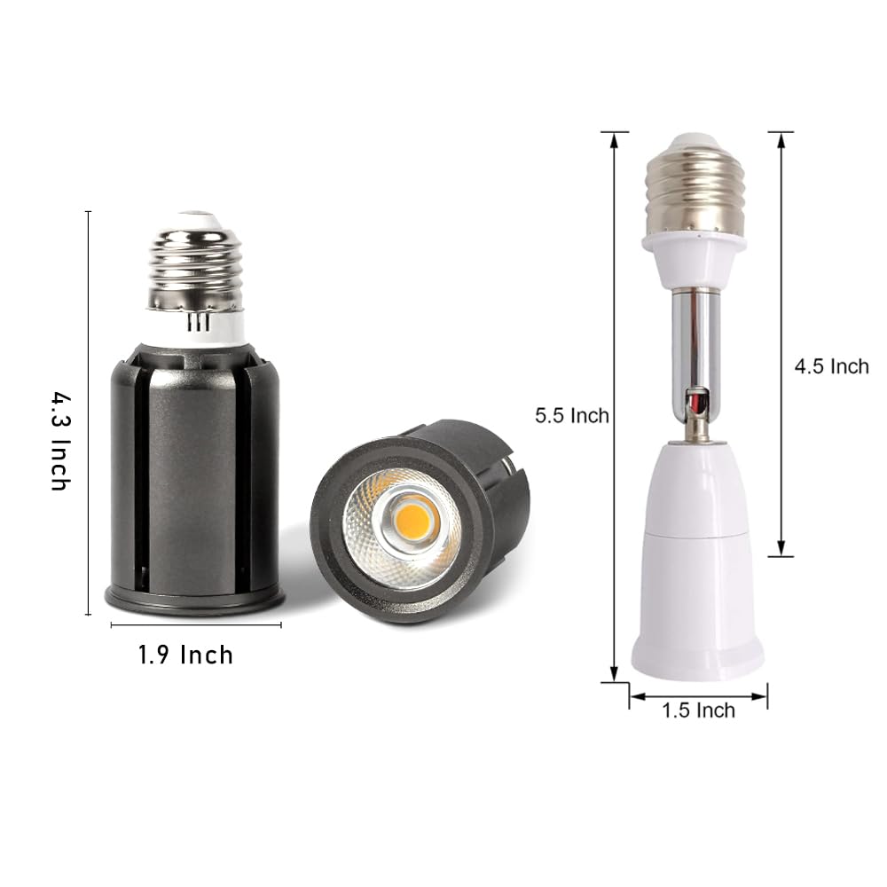 12W LED Spotlight Bulb Daylight White 6000K, Extra Long Adjustable Vertical 180° Horizontal 358°, Small-Range Light Source, Recessed Ceiling Lights