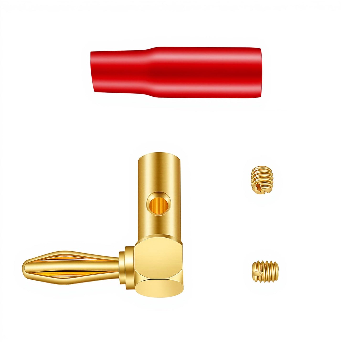 10Pcs 4mm Banana Plugs 90 Degree Right Angle Speaker Connectors 24K Gold Plated Durable Audio Cable Terminals Speaker Connectors for Home Theater