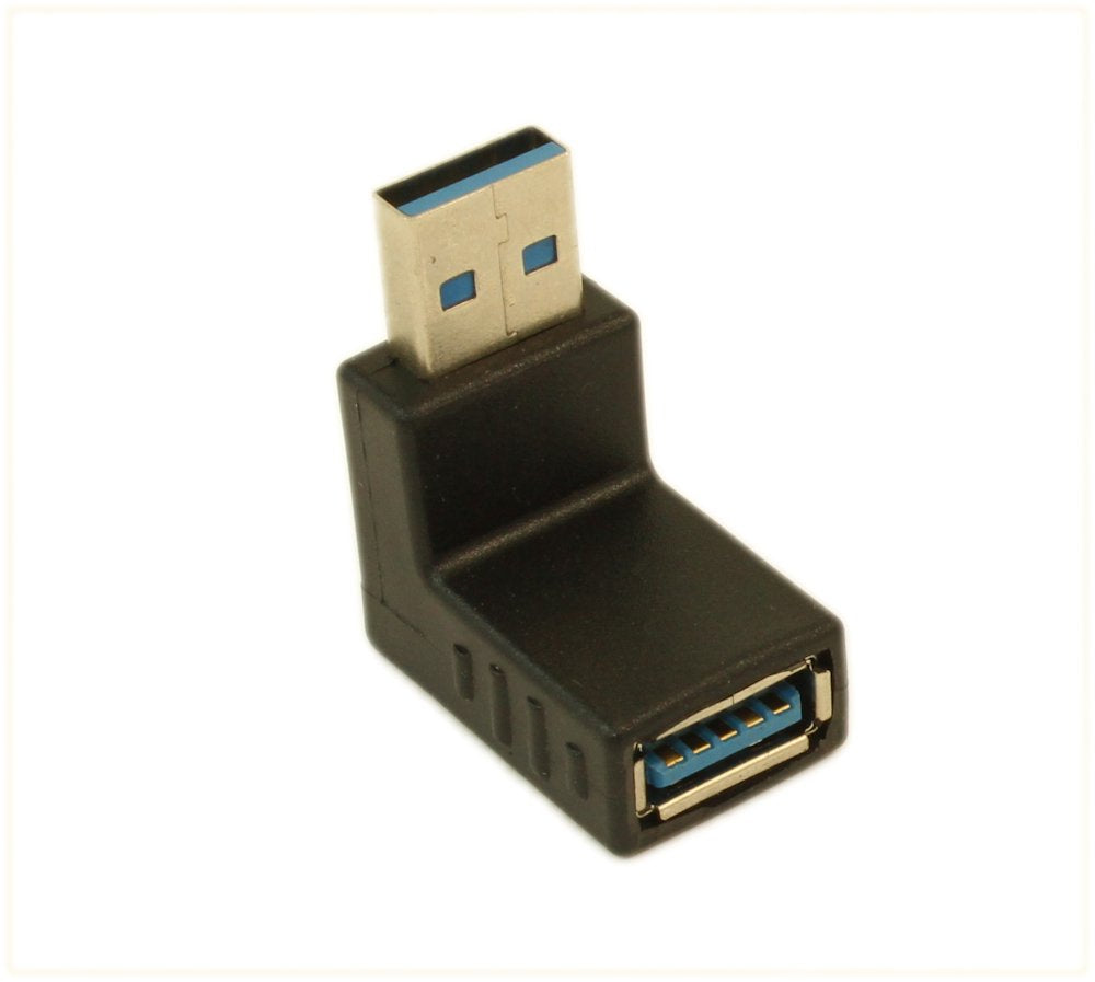 My Cable Mart USB 3.2 Gen 1 Downward Facing A Male to A Female Right Angle Adapter