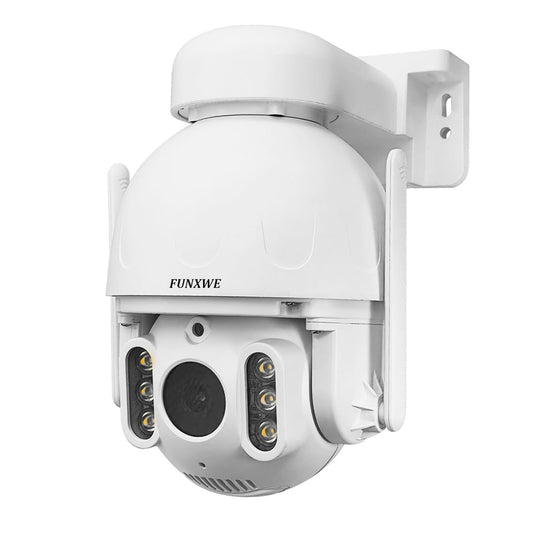 funxwe 5MP 5X Optical Zoom PTZ Security IP Camera, WiFi 2.4GHz 5GHz Motion Auto Tracking Pan Tilt Dome Camera, Motion Detection Siren Alarm Color