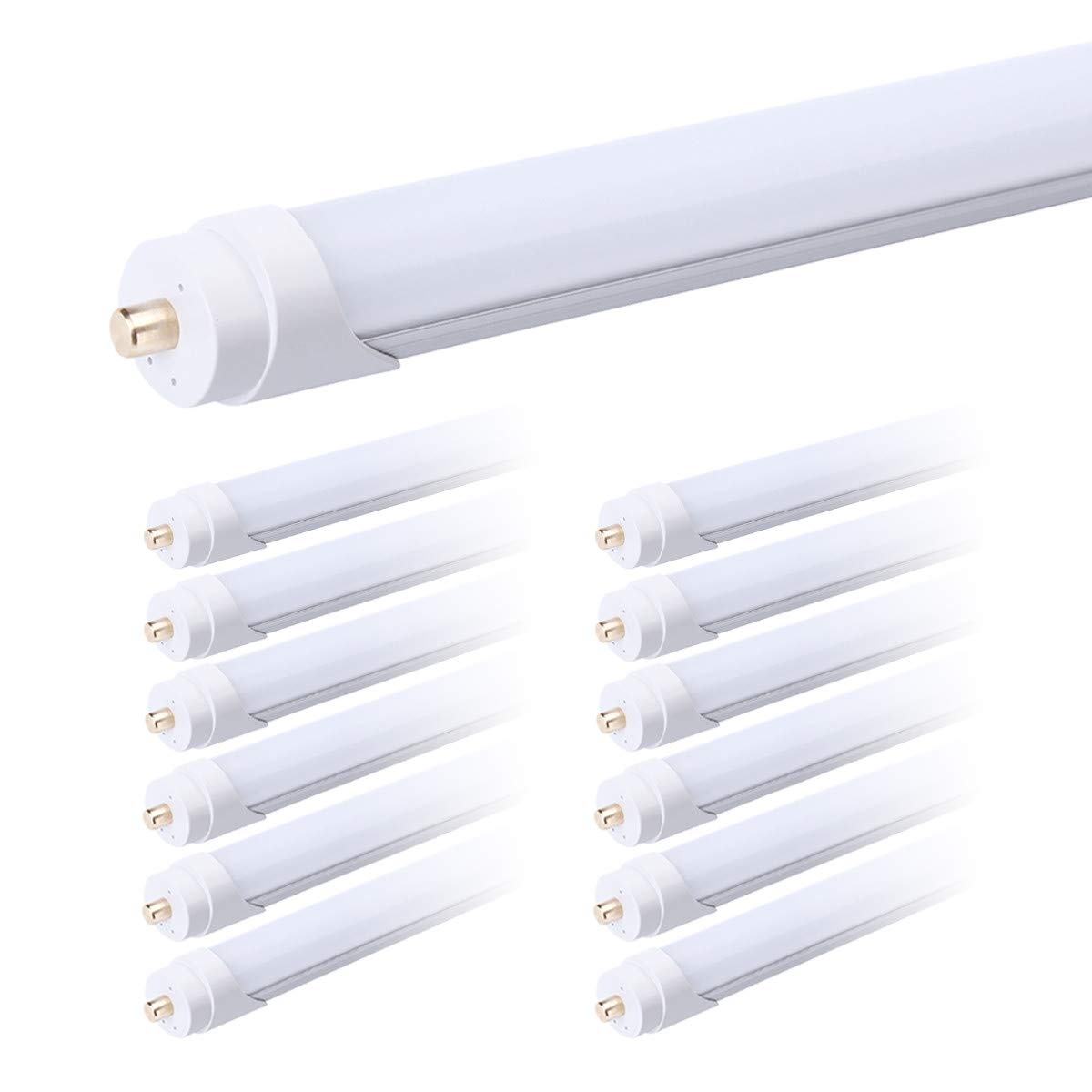 FALANFA Single Pin T8 96" 8ft LED Tube 45W, 8' LED Fluorescent Tube Replacement,AC 85V 277V Input, 5000K Super Bright White,4500LM Frosted Lens Cover