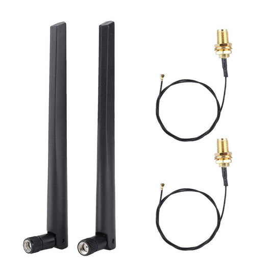 ASHATA Band 2.4GHz 5GHz 5.8GHz 5dBi RP SMA Antenna U.fl (IPX) MHF4 to RP SMA Female Cable for Router Adapter PCIE Network Card Adapter(15cm/5.9in)