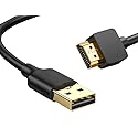 ukiism USB to HDMI Cable 6.6FT, USB to HDMI Cable Male to Male Full 1080P HD Display Cable Audio Video Converter Cord for PC/Laptop