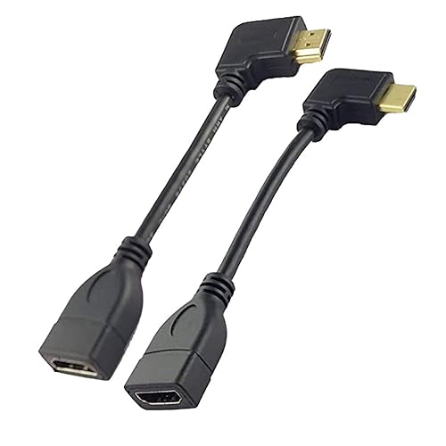 Seadream 2Pack 6" 15CM High Speed HDMI Angle Male to Female Cable Adapter Connector (2Pcs Each of Left Angle and Right Angle)