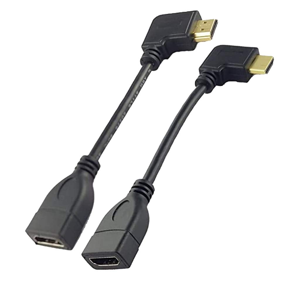 Seadream 2Pack 6" 15CM High Speed HDMI Angle Male to Female Cable Adapter Connector (2Pcs Each of Left Angle and Right Angle)