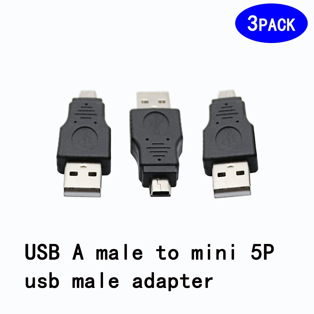 rgzhihuifz USB 2.0 Type a Plug to Mini USB Male Adapter 3-Pack