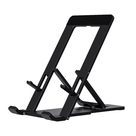 Abuzhen Cell Phone Stand, Fully Adjustable Foldable Desktop Phone Holder for Desk, Thick Case Friendly, Compatible with All Phones (A-Black)