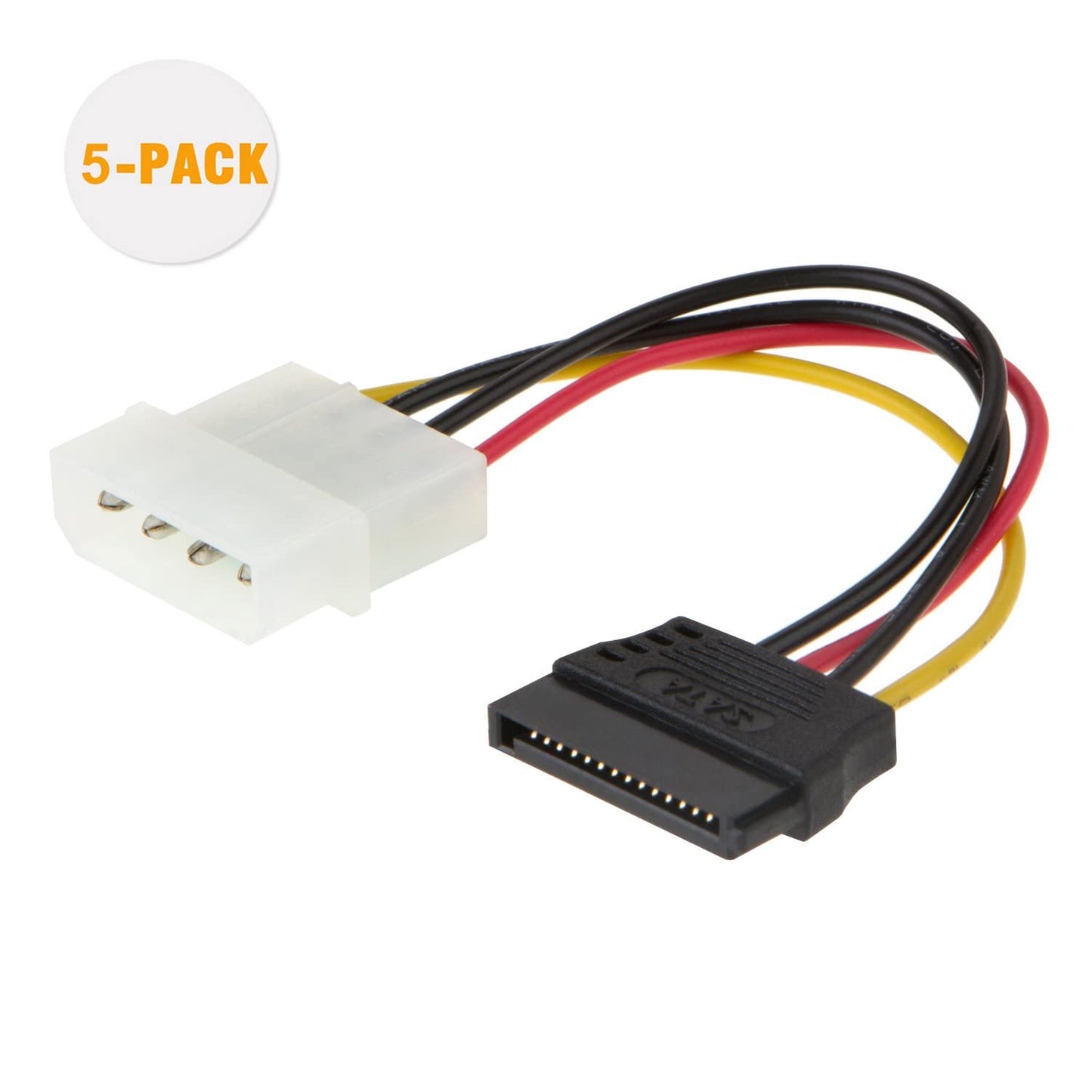 CableCreation Molex to SATA, [5-Pack] 4-Inch 4 Pin Molex to SATA Power Cable Adapter