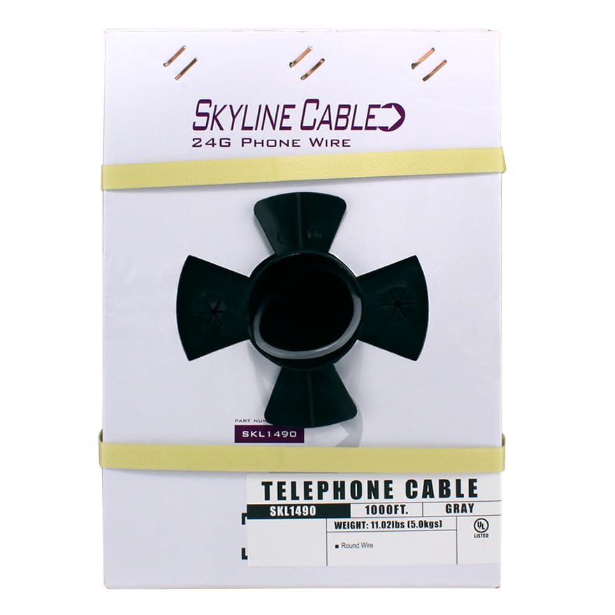 Skywalker Skyline Solid 4-Conductor Round Phone Wire (Gray / 1000ft Reel-in Box)