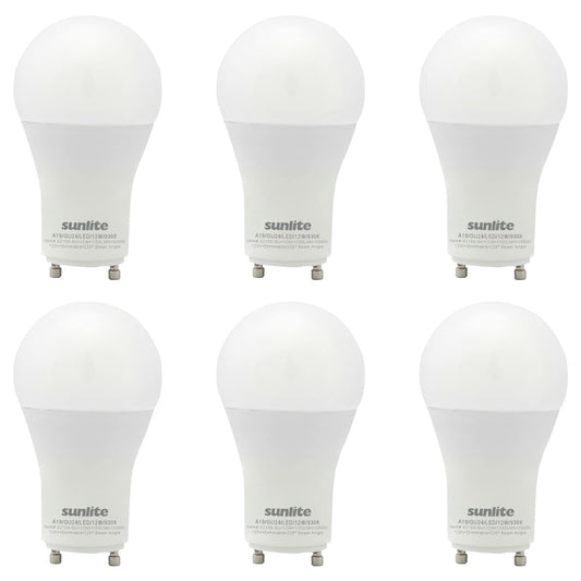 Sunlite 82100 LED A19 Light Bulb, 12 Watts (75 Watts Equivalent), 1100 Lumens, 120 Volts, Dimmable, GU24 Base, 90 CRI, Title-24 Compliant, UL Listed