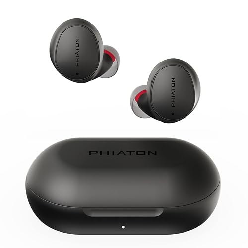 Phiaton Bonobuds Lite True Wireless Earbuds with Clear Voice by Intelligo and Ambient Mode | Bluetooth Earphones with 11 Hour Playtime, Space Black
