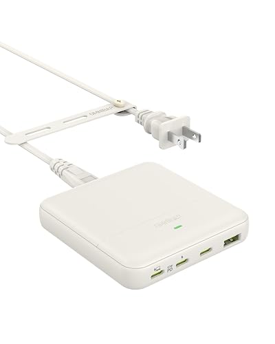 USB C Charging Station 67W, 4-Port Slim USB C Charger Block for iPhone 17/16/15, MacBook Air/Pro with 5ft Extension Cord, 3 USBC, 1 USB-A, Fast