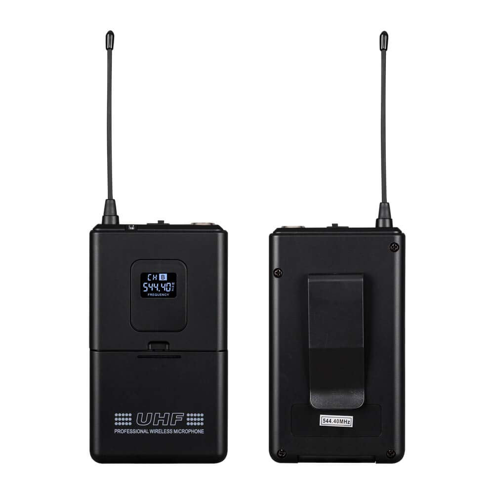 Frequency B Wireless Microphone System 4 Channel 4 Lavalier 4 Bodypacks 4 Lapel Mic 4 Headsets UHF for Karaoke System Church Speaking Conference