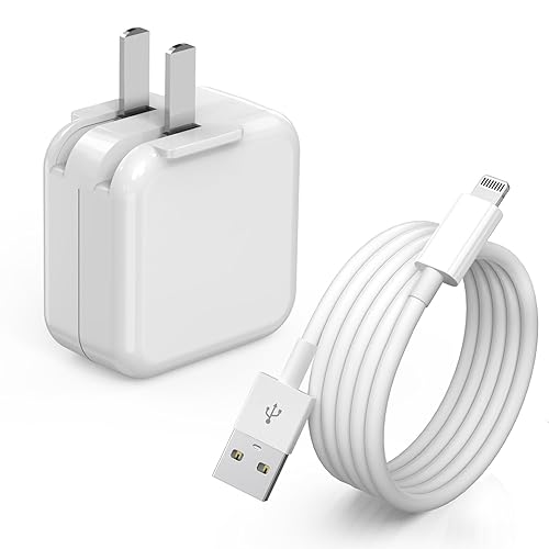 Charger for iPad,12W Fast USB i Pad Charging Fast Foldable Block Portable Travel Plug Adapter with USB A to Lightning iPhone Charging Cable…