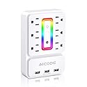 Multi Plug Outlet Extender,AICODE 6 Outlet Surge Outlet Protector with 3 USB Charger(3.2A Total),Wall Outlet Plug Electrical Outlet with 6 Ambient RGB