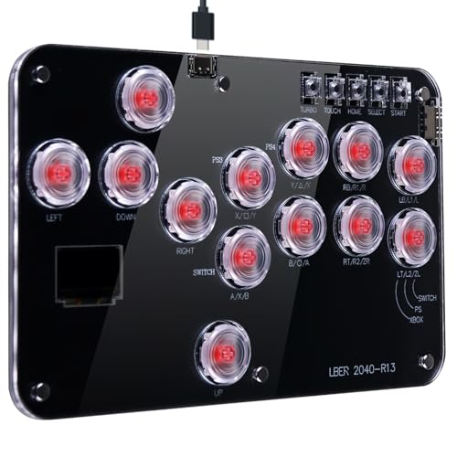 Arcade Stick Game Keyboard R13, Leverless Controller Arcade Stick with Turbo & Custom RGB, Silent All-Button Arcade Controller Street Fight