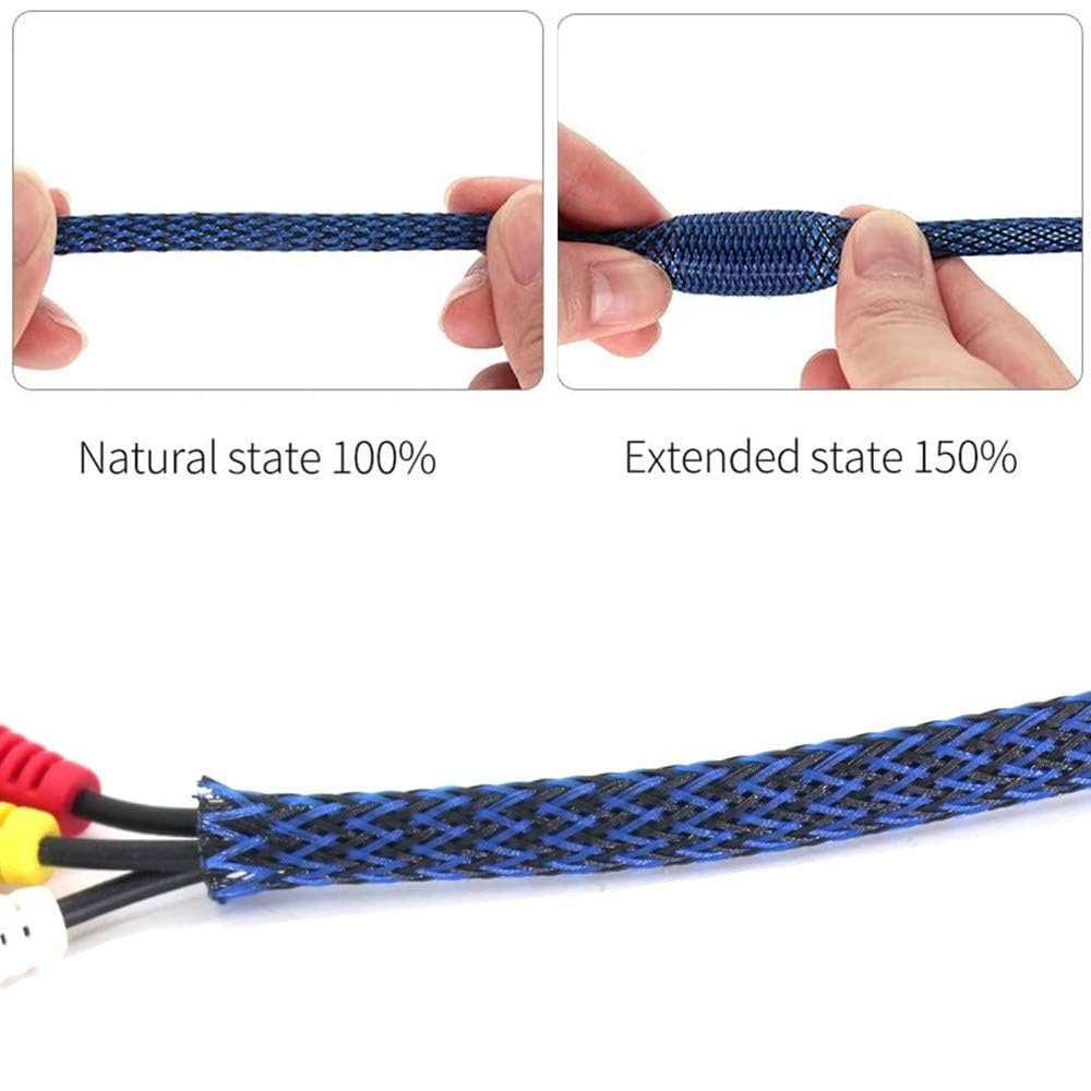 100ft - 1/8 Inch Cable Management Sleeve Protector,Wire Loom PET Expandable Wire Sleeving for Office Computer Home Theater Engine Bay Cord