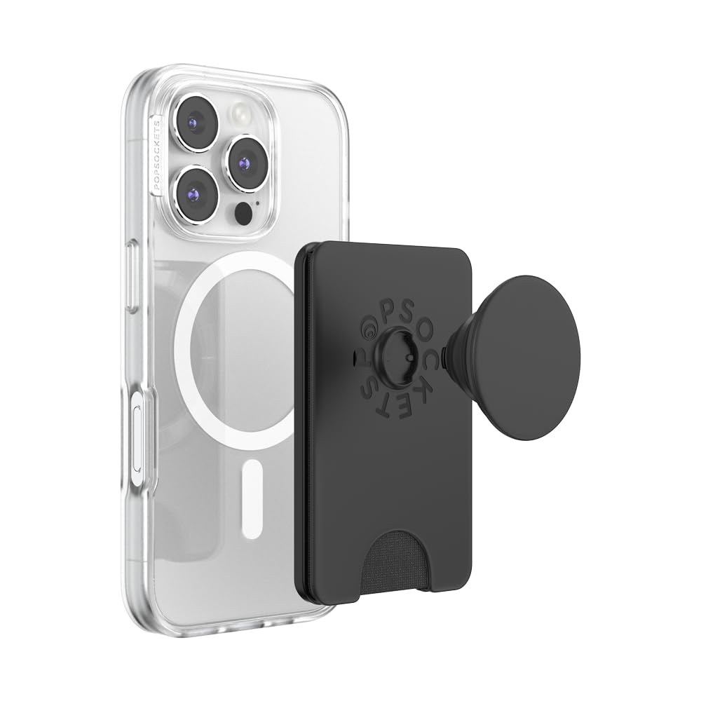 PopSockets Kick-Out Wallet for MagSafe, Adjustable Kickstand, Magnetic Stand - Black