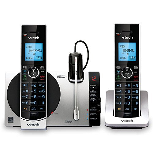 VTech DS6771-3 Connect to Cell, Cordless Phone with Answering Machine, DECT 6.0 Headset+2 Handset Intercom, Bluetooth, Caller ID/Call Waiting